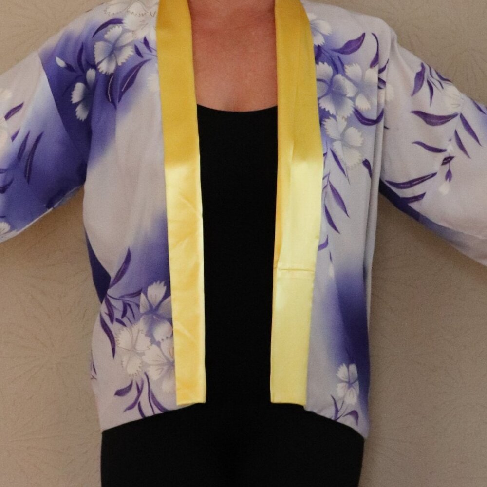 Vintage Hand Made Silk Kimono, Happi Jacket. Reversable (24-1215)